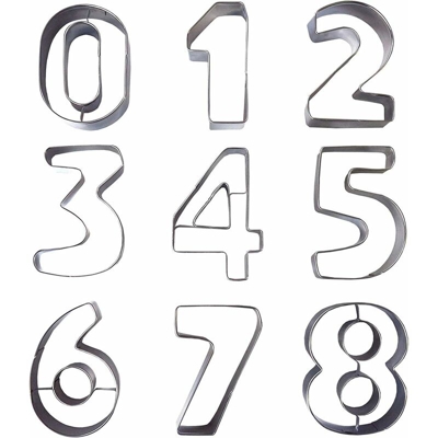 9 formine per biscotti a forma di numero in metallo - 0-9 set di formine per biscotti in acciaio inossidabile - forme perfette per la cottura - Litzee