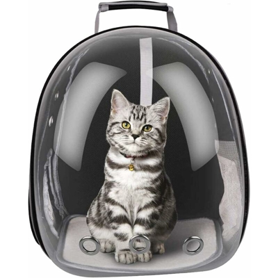 Zaino da trasporto per animali domestici Cani e gatti Zaino portatile trasparente piccolo e traspirante-Nero - Litzee