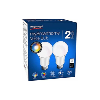 mySmarthome Voice Bulb, confezione da 2 LED WiFi RGB-w, comando vocale. Amazon Alexa, Echo, Dot, Google Home, luminositÃ /colore controllabile
