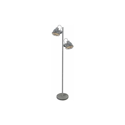 Brilliant Carmen - Lampada da terra a 2 luci, 1,6 m, orientabile, colore grigio cemento, effetto industriale, 2 x E27, adatta per lampade normali