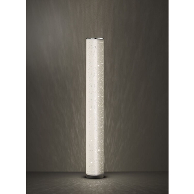 Reality Leuchten R42801001 - Lampada a stelo a LED Tico in plastica cromata, paralume in tessuto bianco, incl. LED da 8 Watt, telecomando con cambio