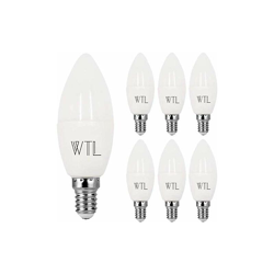 Confezione da 6 lampadine a LED E14, equivalenti a 50 W (6 W), 3000 K, luce bianca calda, 500 lm, non dimmerabile, lampadina a candela C37 con características