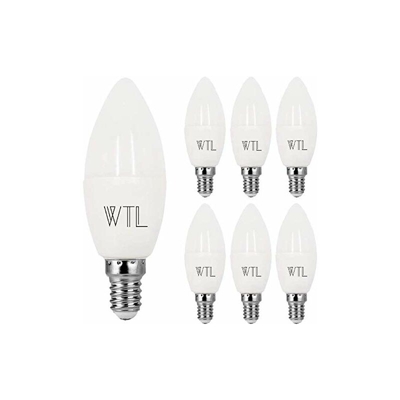Confezione da 6 lampadine a LED E14, equivalenti a 50 W (6 W), 3000 K, luce bianca calda, 500 lm, non dimmerabile, lampadina a candela C37 con