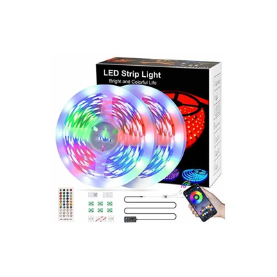 Striscia LED RGB con telecomando, 10 m, con musica, flessibile, autoadesiva, dimmerabile, 5050 SMD, per decorazione - Kdorrku