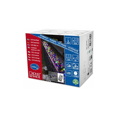 3720-500 - Catena di micro-LED'Cluster', con 8 funzioni, sistema di controllo e funzione memoria, 144 diodi colorati, 24 V, cavo nero - Konstsmide