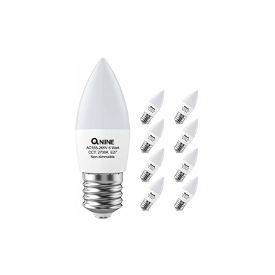 QNINE - Lampadina LED E27, 6 W (sostituisce una lampadina a incandescenza da 50 W), luce bianca calda (2700 K), 540 lumen, non dimmerabile,