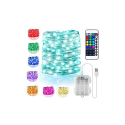 Catena luminosa a LED colorata per esterni, batteria e USB, 16 colori, 132 modalitÃ , per camera con telecomando, 5 m, 50 LED, dimmerabile, catena precio