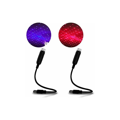 USB Star, luce notturna romantica, luce notturna per auto, luce notturna regolabile, per camera da letto, auto, feste, plug and play (rosso + viola)