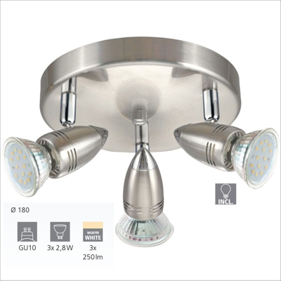 Eglo Spot Magnum - Plafoniera a LED, in acciaio, 9 W, nichel opaco, cromato
