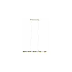 Reda - Lampada a sospensione moderna e contemporanea a 5 luci a LED, con paralume in vetro satinato elegante e alla moda, cromato (da ++ a A) en oferta