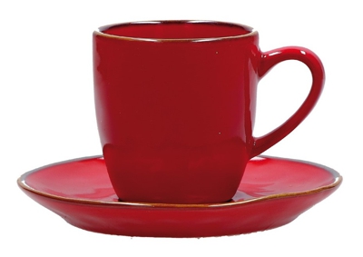 Tazza Caffe Con Piattino 90Cc Linea Concerto Rosso Fuoco