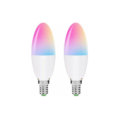 Smartronica Smart Lamp Candle Bulb, Lampadina a LED con attacco E14, multicolore RGB + bianco, potenza 5W, funziona con Alexa e Google Home, 2 pezzi