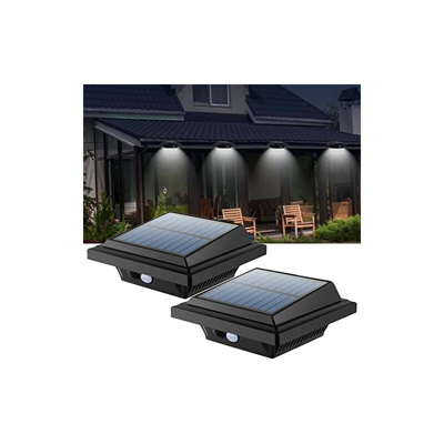 Luce Solare LED Esterno - 6 LED Luci Solari Giardino 2 Pezzi IP65 Impermeabili Lampade Solare Esterno da Parete per Grondaia, Patio, Passerelle,