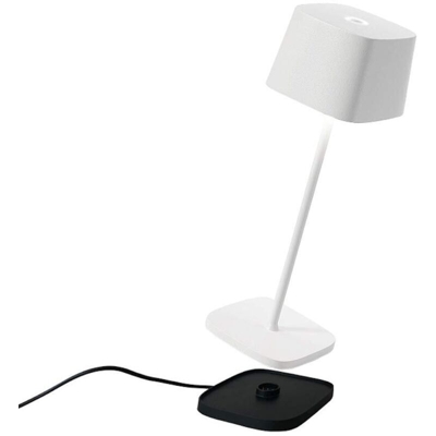 Zafferano Ofelia Pro Lampada LED Dimmerabile da Tavolo in Alluminio, Base di Ricarica a Contatto, Protezione IP65, Uso Interno/Esterno, H29cm, Plug