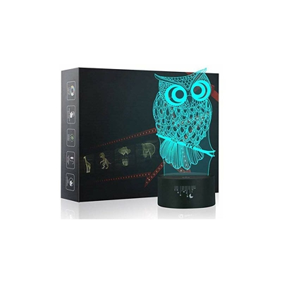 Yunplus, lampada LED, illusione 3D, luce da notte, 7 colori, cambia al tocco, piatto acrilico, base in ABS e porta USB, lampada da scrivania,