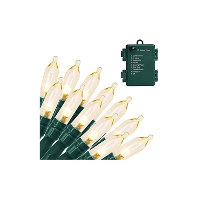 Catena di luci natalizie impermeabili, a batteria, con timer, 3 batterie AA, per interni ed esterni, 8 modalitÃ di funzionamento, 5,5 metri, 50 mini