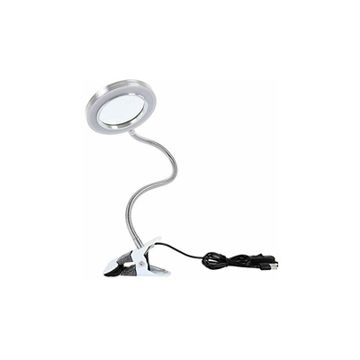8 x lampada da lettura con morsetto, USB e LED, lampada con lente d'ingrandimento da tavolo, lampada flessibile a collo di cigno per lavori di