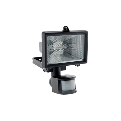 Faro alogeno 120 W nero con sensore â?? IP44 CE