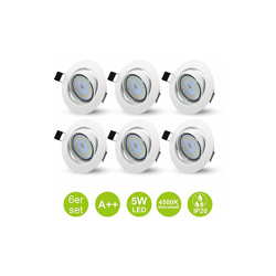 ® Set di 6 faretti da incasso a LED orientabili, 5 W, 230 V, GU10, rotondi, 120°, con lampadine da incasso, colore bianco naturale e attacco GU10 características