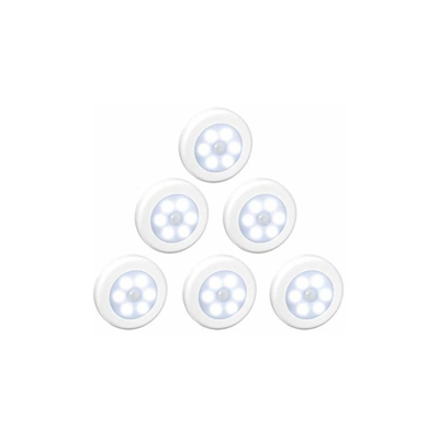 luce LED wireless con sensore di movimento, luce notturna per scale, corridoio, armadio, cucina, camera da letto (009, 6 pezzi, luce fredda â??