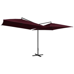 Ombrellone Doppio Con Palo In Acciaio 250x250 Cm Rosso Bordò características