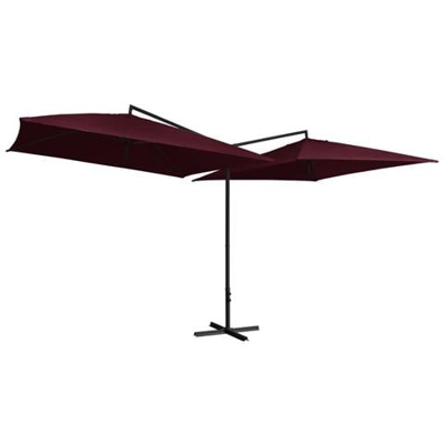 Ombrellone Doppio Con Palo In Acciaio 250x250 Cm Rosso Bordò