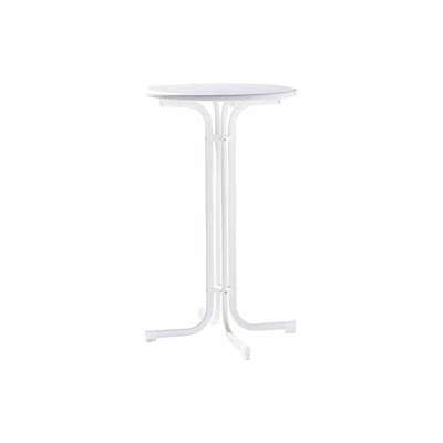 Tavolino Alto con Struttura in Acciaio e Piano in Mecalit Decorato, Colore: Bianco - Sieger