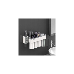 Supporto da bagno Supporto a parete 3 tazze + scatola di immagazzinaggio per dentifricio per dispositivo di compressione della parete Supporto di en oferta