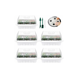 Jzy Qzn - Mini serra da giardino, 5 pezzi, con coperchio/etichette, strumenti di avviamento di semine, 12 celle per germinazione, crescita di semi características