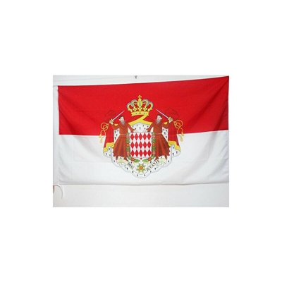 AZ FLAG Bandiera Monaco con Stemma 150x90cm - Bandiera MONEGASCA con Blasone 90 x 150 cm Foro per Asta
