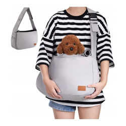 Borsa a tracolla con tracolla imbottita regolabile per cani e gatti, borsa a tracolla con cuscini regolabili, per gatti, cani e cucciolo grigio precio