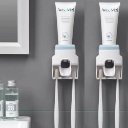 Perle Rareit - Distributore del supporto per denti da denti da denti da dentifricio 2pcs, supporto a parete, set di accessori da bagno portanti, (blu) características