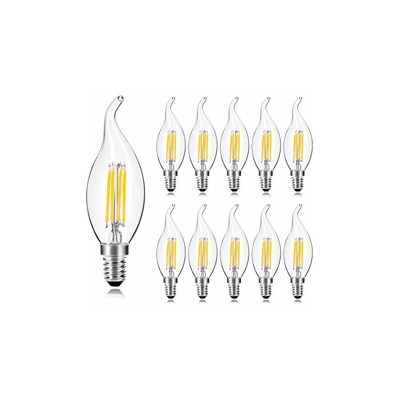 Confezione da 10 lampadine a candela a LED E14 per lampadari, 4 W, ricambio per lampadine alogene da 40 W, luce bianca calda, 2700 K, 420 lm, non
