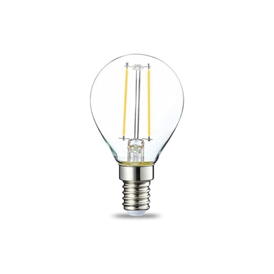 Lampadina LED E14 a Sfera, P45, 2W (equivalenti a 25W), Filamento- Pacco da 6 - Amazon Basics