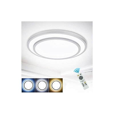 lampada da soffitto a LED da 48 W, con telecomando, colore argento, moderna lampada da soffitto a LED, dimmerabile, cambia colore, 19,68 pollici, con