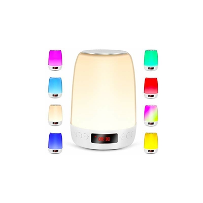 Lampada da comodino Touch con sveglia, luce notturna con altoparlante Bluetooth, luce calda a 3 livelli e LED touch per camera da letto, regalo per