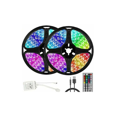 Striscia LED da 5 m, 3528, RGB LED, dimmerabile, con telecomando, cambia colore, autoadesiva, per casa, feste, bar, casa, TV e cucina