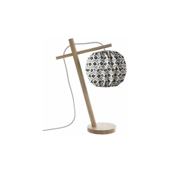 233871 lampada da tavolo e comodino, Legno, Blu, Grigio, Giallo - Lussiol en oferta