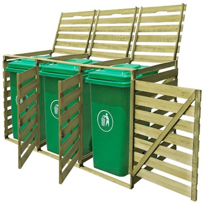 Copribidone Triplo Per Spazzatura In Legno Impregnato 240 L