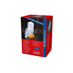 6185-203 - Decorazioni luminose a LED, in acrilico, 32 diodi a luce bianca fredda, trasformatore esterno 24 V, cavo trasparente, a forma di gufo en oferta