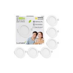 Faretto da incasso a LED, 12 W, 800 lm, 230 V, IP44, ultra piatto, set da 6 pezzi, per soggiorno, bagno, luce bianca calda, 26 mm - Lumare en oferta
