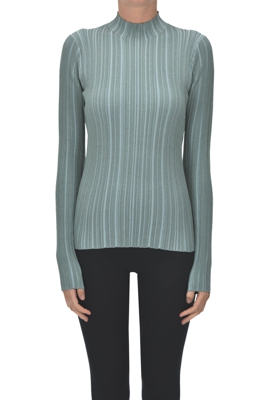 Ribbed knit turtleneck pullover
