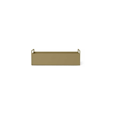 Ferm Living 1104263188 - Contenitore per piante in metallo verniciato a polvere, 45 x 17 x 16,5 cm, colore: Verde oliva
