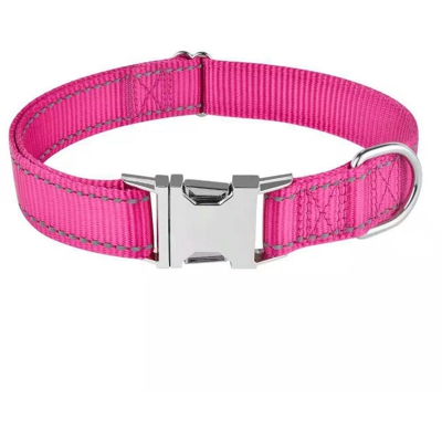 Perle Rareit - Collana per cani, Collana in nylon riflettente regolabile classica con maglia traspirante imbottita per cani, m, rosa