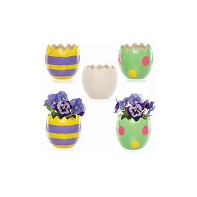 Baker Ross Vasetti in Ceramica a Forma di Uova di Pasqua per Bambini, Dipingi Decorazioni in Ceramica da Esporre come Creazioni fai da te Primaverili