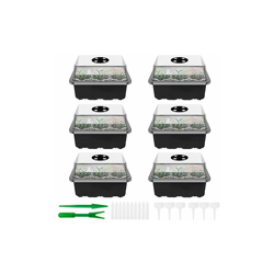 Odomy - 6 contenitori trasparenti in plastica, 12 fori, vassoio per semina, idratante e preservante, mini serra per semina, con coperchio per en oferta