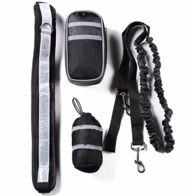 Forniture per animali Cani in esecuzione Pet Sport Set riflettente Guinzaglio Set Set Borsa da allenamento (Nero)