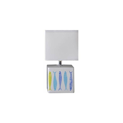Lampada da Comodino Carolina Lampada Decorativa Ceramica 40W Blu/Giallo L 11xH 22cm - Lussiol