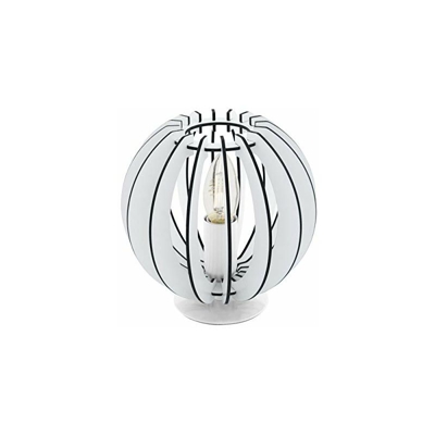 Lampada da tavolo in legno Cossano, 1 luce moderna da tavolo, lampada da comodino in legno e acciaio, colore: bianco, attacco: E14, interruttore