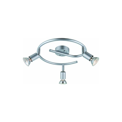 Lampada da soffitto rotonda a LED, orientabile a 3 luci, 3 lampadine da 3 Watt, luce bianca calda, attacco GU 10, colore: Titanio - Dm Leuchten